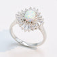 Modern 925 Sterling Silver Opal Halo Ring