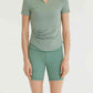 Notched Neck Short Sleeve Active Top