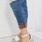 Judy Blue Gina Full Size Mid Rise Paisley Patch Cuff Boyfriend Jeans