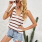 Striped V-Neck Knit Tank