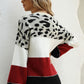 Animal Print Color Block Sweater