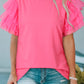Layered Mesh Sleeve Round Neck Tee