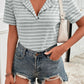 Striped Quarter Button Tee Shirt