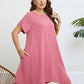Plus Size Round Neck Handkerchief Hem Dress