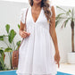 Swiss Dot Ruffled Deep V Mini Dress