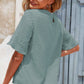 Swiss Dot Flounce Sleeve Round Neck Blouse