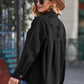 Distressed Fringe Trim Button Up Jacket