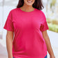 Ribbed Drop Shoulder Curved Hem Top