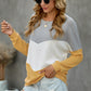 Color Block Chevron Waffle Pullover Sweatshirt