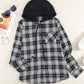 Plaid Drawstring Hooded Shirt Jacket
