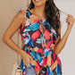 Printed Flutter Sleeve Peplum Tank