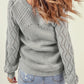 Openwork Round Neck Raglan Sleeve Sweater