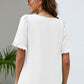 Frill Trim Puff Sleeve Square Neck Blouse