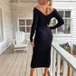 Ribbed V-Neck Midi Sweater Dress