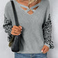 Leopard Lantern Sleeve Crisscross Sweater