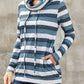 Striped Cowl Neck Tunic Sweatshirt