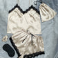Lace Trim Cami, Shorts, Eye Mask, Scrunchie, and Bag Pajama Set