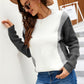 Tricolor Round Neck Tunic Sweater