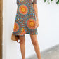 Printed Round Neck Cold-Shoulder Dress