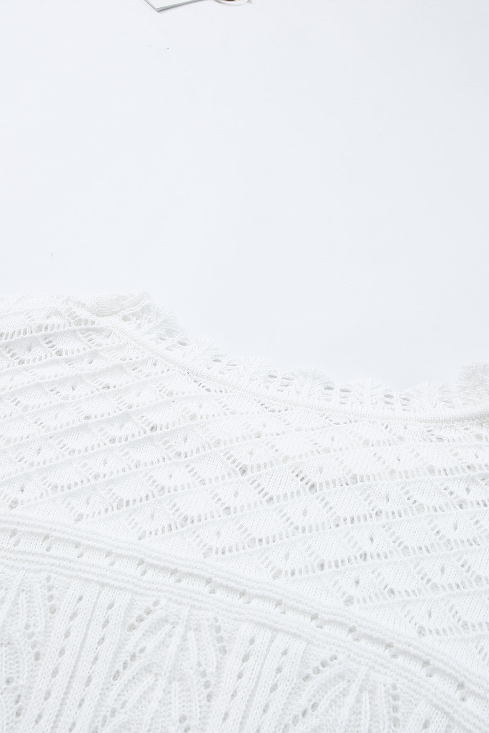 Openwork Scalloped Trim Knit Top