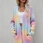 Multicolored Gradient Open Front Longline Cardigan