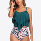 Printed Spaghetti Strap Layered Tankini Set