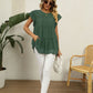 Swiss Dot Round Neck Tiered Blouse