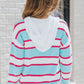 Striped Drawstring Hooded Sweater