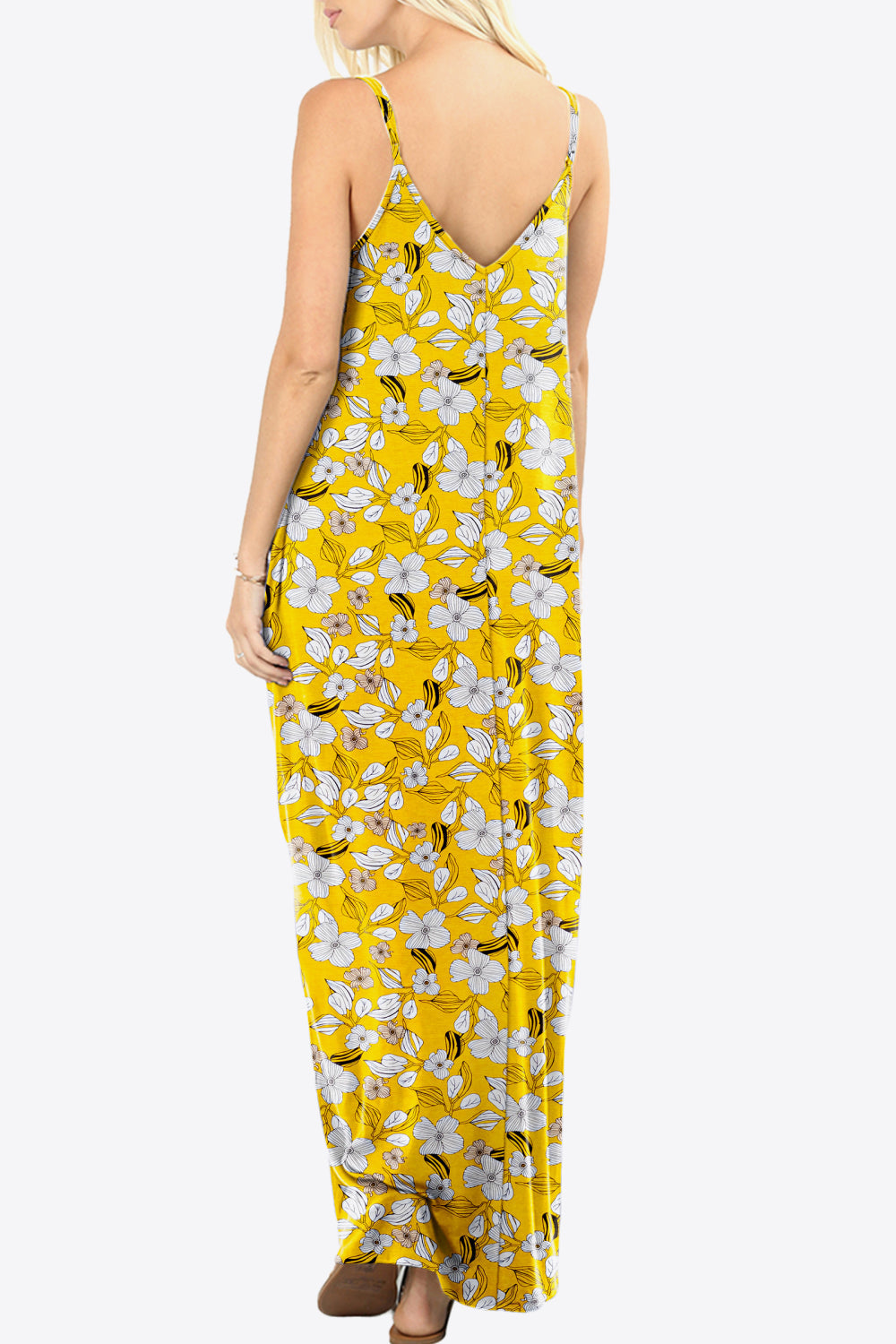 Floral Spaghetti Strap Maxi Dress with Pockets