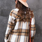 Plaid Curved Hem Dropped Shoulder Shirt Jacket