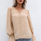 Lace Trim Flounce Sleeve Blouse