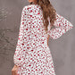 Printed Decorative Button Plunge Dress