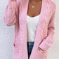 Cable-Knit Open Front Cardigan with Pockets