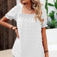 Swiss Dot Puff Sleeve Square Neck Blouse