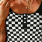 Checkered Buttoned Tank