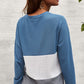 Color Block Waffle Knit V-Neck Top