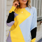 Color Block Ribbed Trim Round Neck Sweater