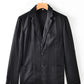 Buttoned Johnny Collar Long Sleeve Linen Blazer with Pockets