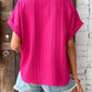 Textured Button-Up Cuffed Dolman Sleeve Shirt