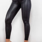 Full Size PU Leather Buttoned Leggings