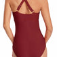 Ruched Crisscross V-Neck One-Piece Swimsuit