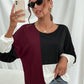 Three-Tone Color Block Dropped Shoulder Long Sleeve Tee