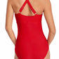 Ruched Crisscross V-Neck One-Piece Swimsuit
