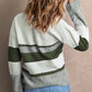 Striped Button Down V-Neck Cardigan