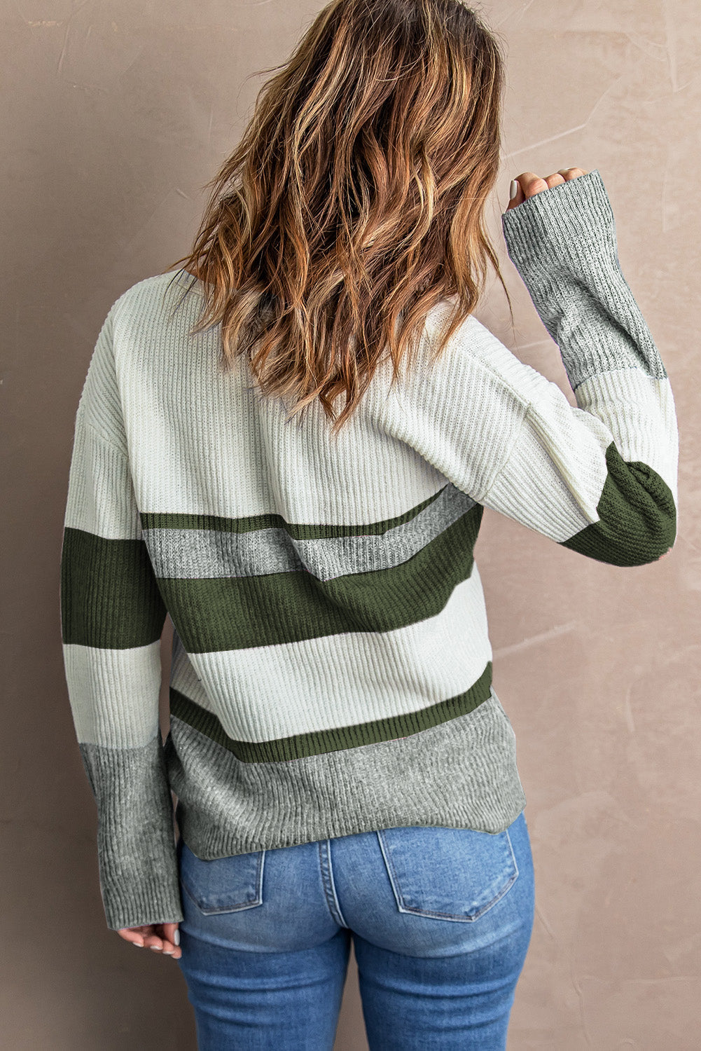 Striped Button Down V-Neck Cardigan