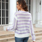 Striped Openwork Round Neck Sweater