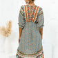 Printed Bohemian V Neck Dress
