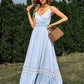 Spaghetti Strap Smocked Waist Spliced Lace Dress