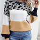 Animal Print Color Block Sweater