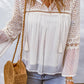 Eyelet Tassel Tie Flare Sleeve Blouse